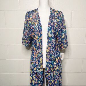 Lularoe Shirley Cardigan Women Size Smal Duster Open Front Floral Boho Pastel